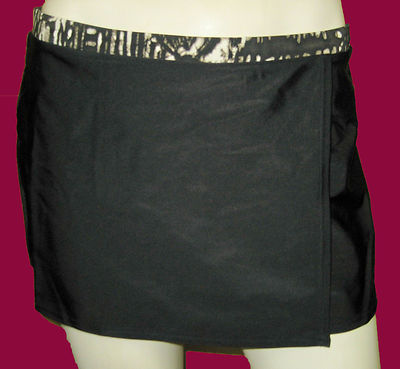 NWT PROFILE BY GOTTEX BLACK SWIM SKIRT WHT/BLK TRIM sz - 14