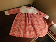 Handmade Toddler Dress Vintage Red Plaid w/ Big Collar