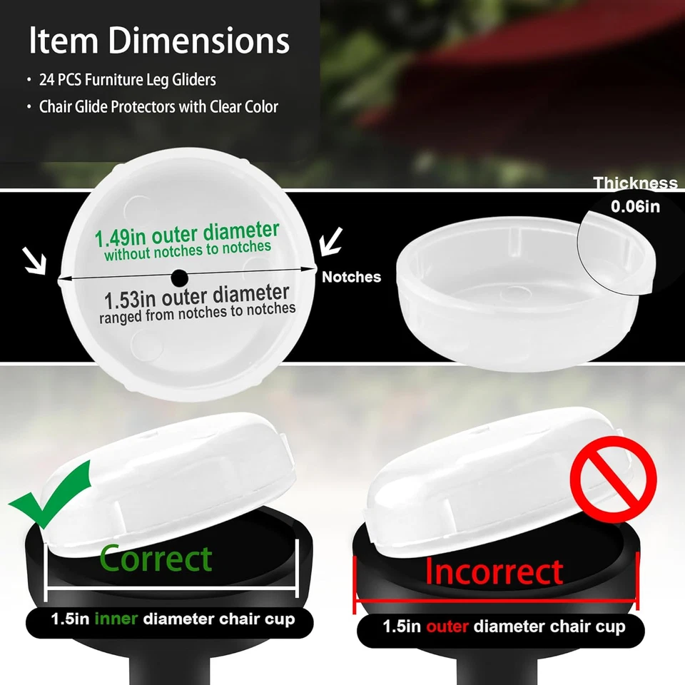 24 упаковки 1-1/2 дюйма кованое железо мебель для патио ножки скользящие чашки от Prime&Swift F - Изображение 2 из 4