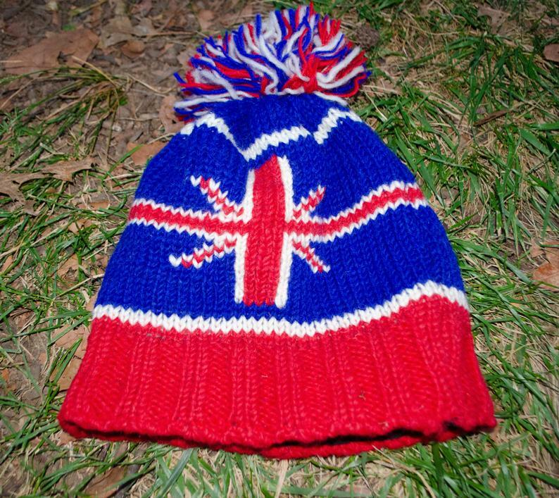 Bonnet Mohawk Union Jack UK Flag - Fait Main à Oreillettes - Taille Unique Unisexe - Neuf
