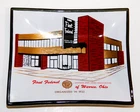 Vintage MCM  First Federal Savings & Loan Bank Glass Ashtray Warren Ohio