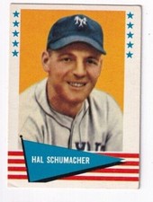 Hal Schumacher 1961 Fleer Baseball Card # 137 NY Giants