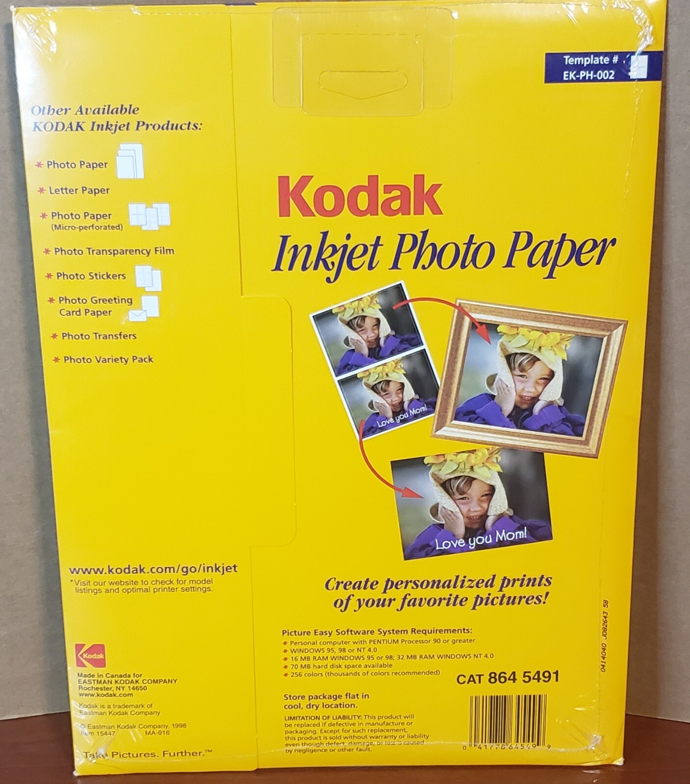 NIP Kodak Inkjet Photo Paper. Micro Perforated for 2-5"x7" per Sheet.  15 Sheets
