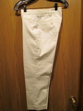 Lands End Women's White Flat Front Pockets Cropped Fit 2 Pants Size 6