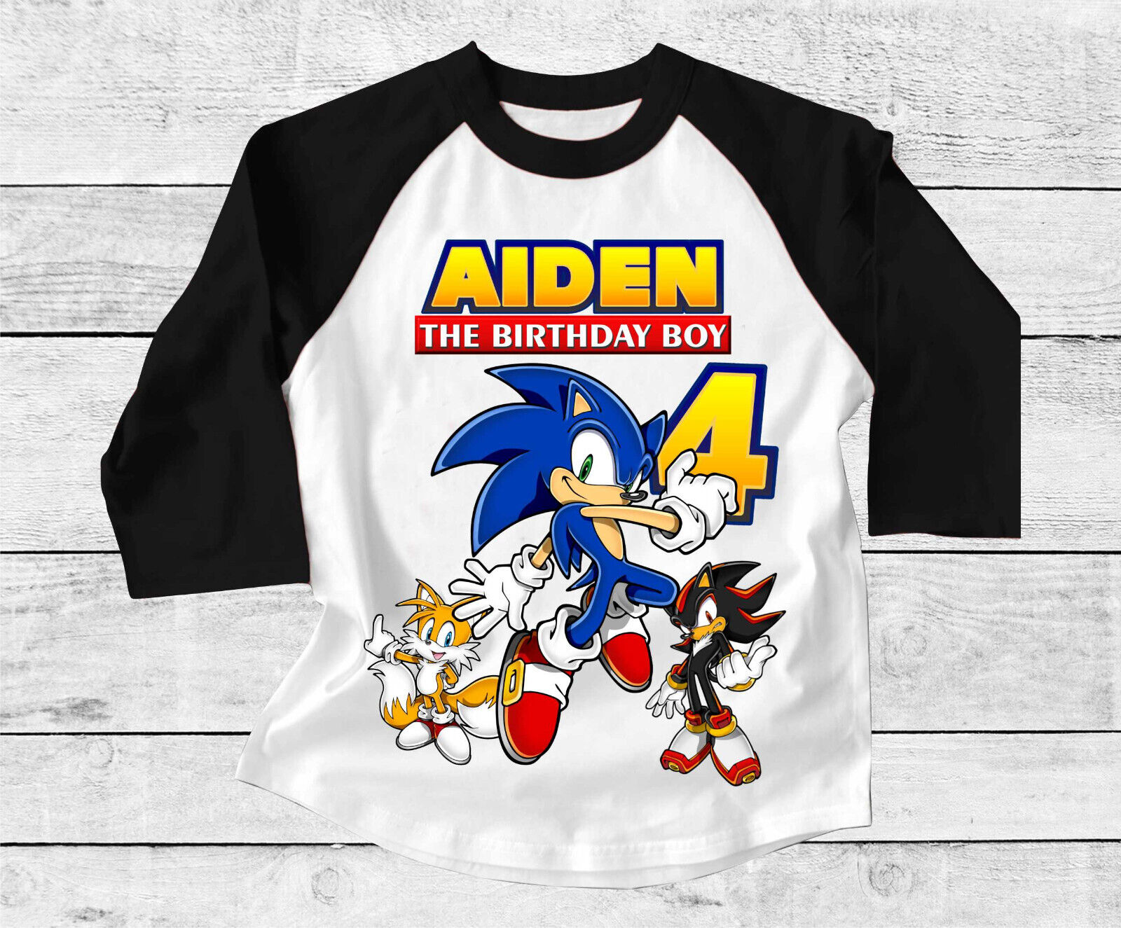 Custom Sonic Birthday Shirt Print Name And Age Png Design Classic T-Shirt -  TourBandTees