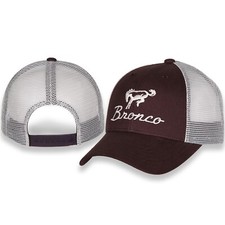 CHECKERED FLAG SPORTS FORD BRONCO LOGO EMBROIDERED BROWN TAN MESH HAT G1894