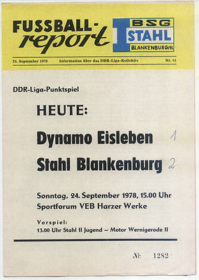 GDR League 78/79 BSG Stahl Blankenburg-Dynamo Eisleben, 24.09.1978