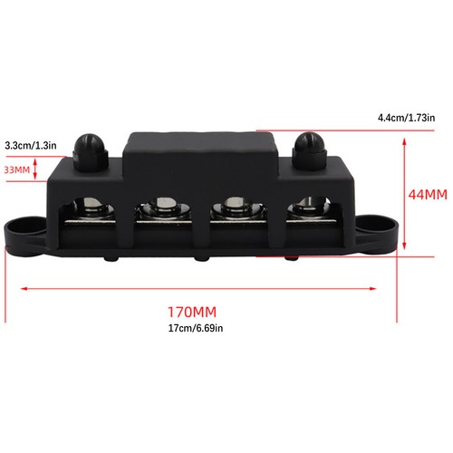 1* Black 5/16" 4 Stud Power and Ground Distribution Block with Cover M8 - Picture 8 of 10