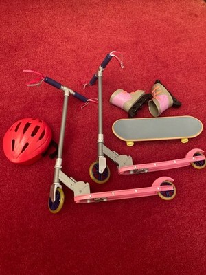 Our Generation Konvolut Skateboard Skates Roller und Mütze Set