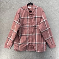 Old Navy Shacket Women Extra Extra Large Pink Plaid Cozy Lined Flannel Shirt Jac