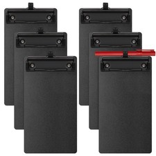 6 PCS Black Plastic Clipboards Pen Holder A7 Small Metal Clip Mini Office