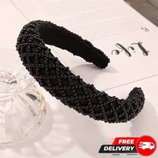 Luxury Faux Pearl Pattern Wide Headband Women s Fashion Hair Accessory