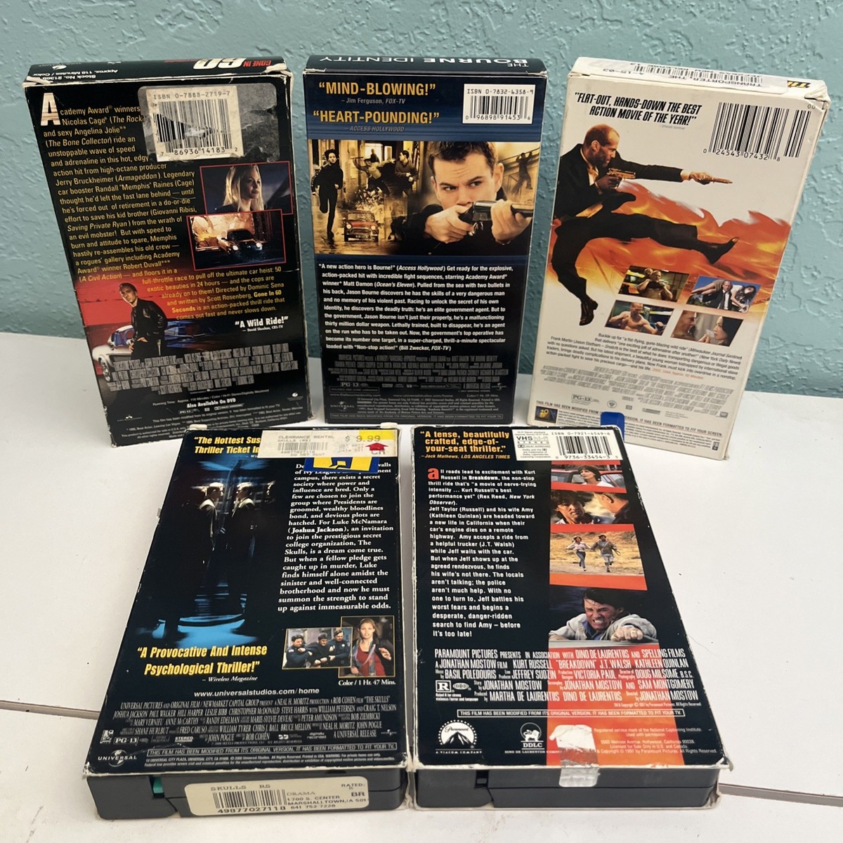 VHS Lot Of 5 Action Thriller Movies From 90s & Y2K Era - FREE