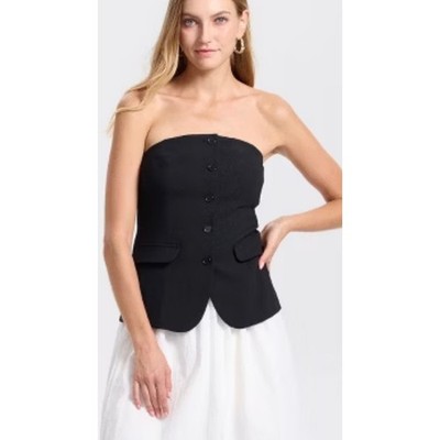 Universal Thread black linen blend button down strapless top, size XXL, NWT