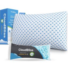 Shredded Memory Foam Pillow for Sleeping - Adjustable Cooling Pillow with Bre...