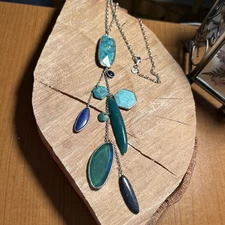 Silpada Sterling Silver Go Geo Magnesite Turquoise Agate & Lapis Necklace N2858