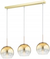 Pendelleuchte Glas Gold 3-Flammig Esstisch L:60 Cm E27 HäNgelampe Wohnzimmer