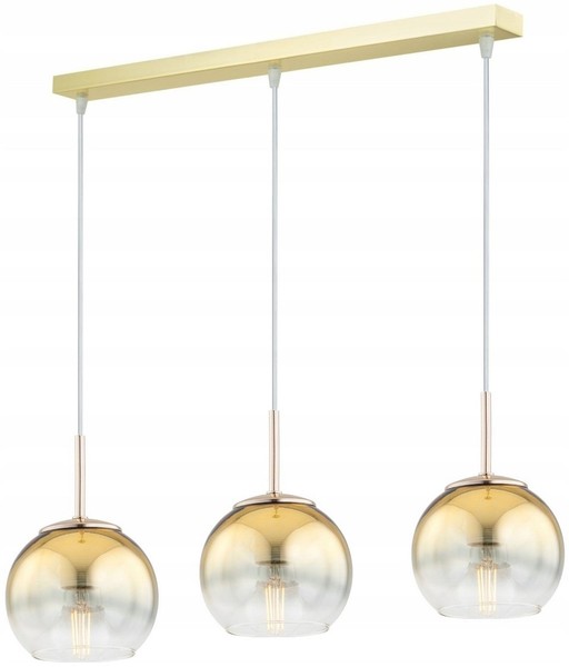Pendelleuchte Glas Gold 3-Flammig Esstisch L:60 Cm E27 HäNgelampe Wohnzimmer-image