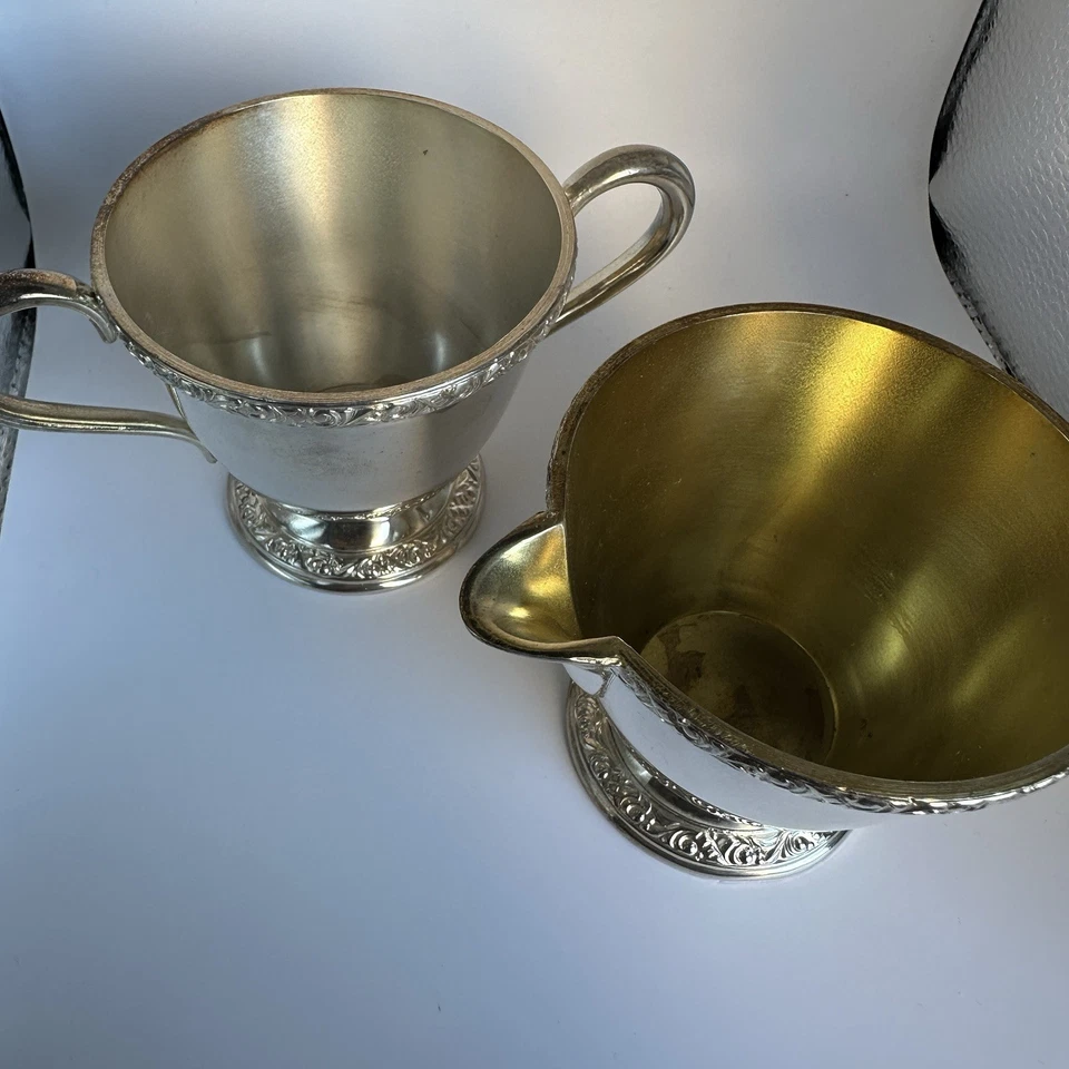 Crema y azucarero de plata vintage ONEIDA LTD “BROOKLINE” 2 piezas Foto 4 de 4