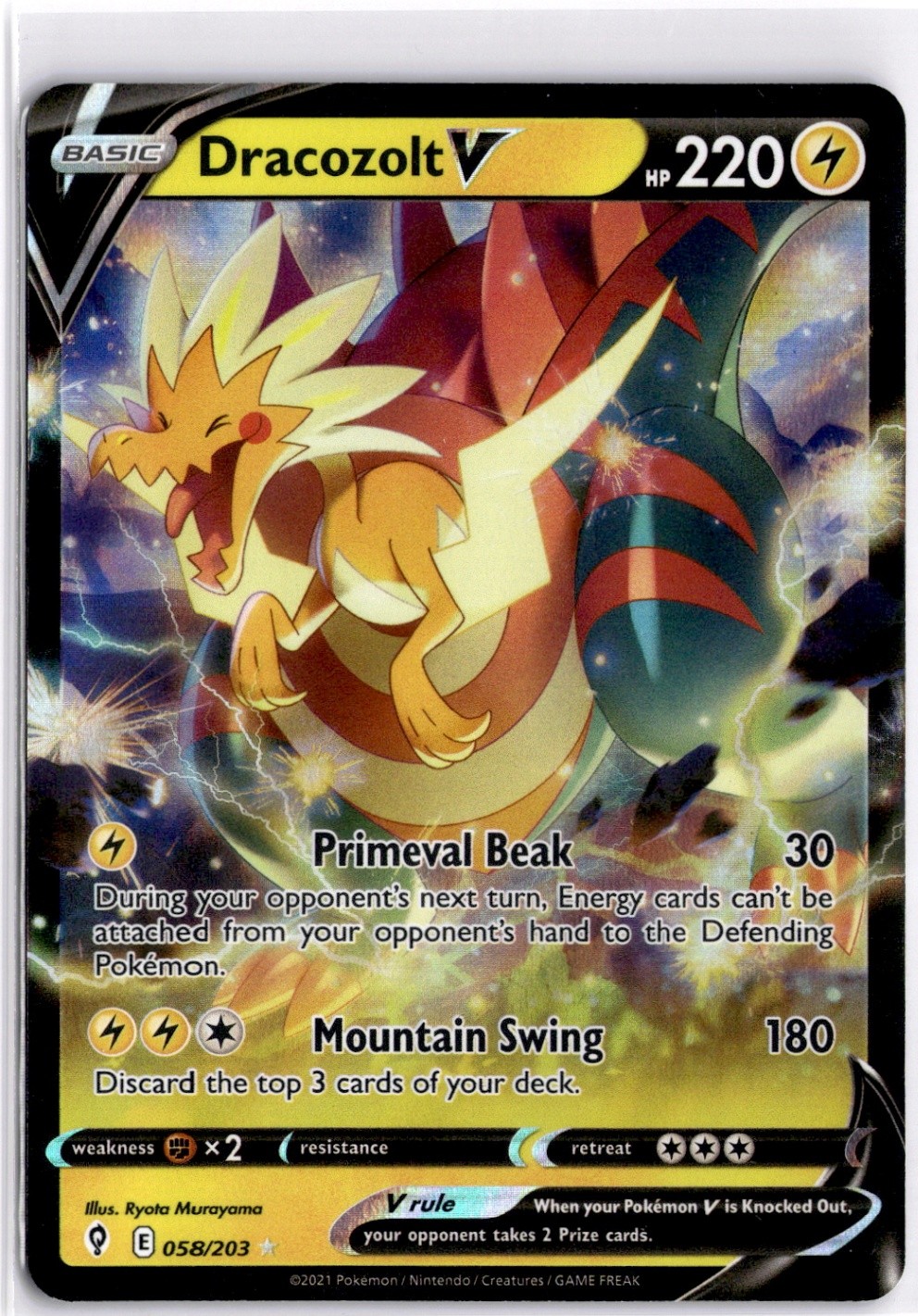 Dracozolt V Holo Ultra Rare SWSH07: Evolving Skies 058/203 NM