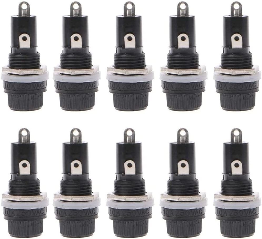 10x 10A 250V Panel Mount Fuse Holders 5x20mm for Electrical Use