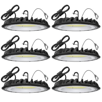 6 Pack ETL 155W UFO LED High Bay Light, 22500lm, Daylight 5000K, US Plug,110-...