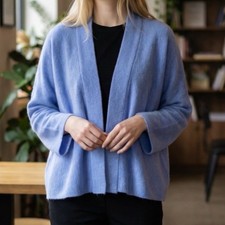 Eileen Fisher Sleek Tencel Alpaca Wool Open Front Cardigan SZ 1X Lavender