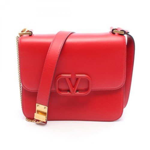 Valentino V Sling Shoulder Bag Leather Red Used