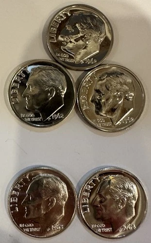 3 X 1962P + 1x 1963D + 1 X 1964P, Proof Silver Roosevelt Dimes!