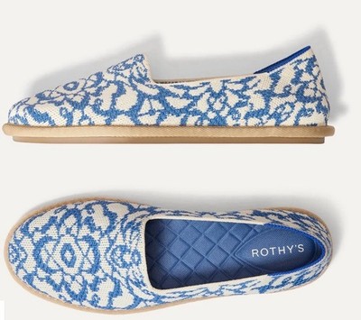 ROTHYS Cruise Loafer women s size 9 Marine Blue Bloom Slip-On Flats NWOB