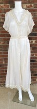 NWT VINTAGE 1970s Gunne Sax Ivory Lace Ribbon Peplum Dress Size 13 Cottage Core