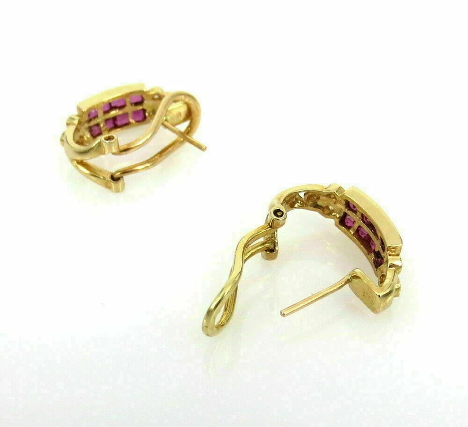 2.30 Ct Natural Pink Ruby Huggie Earrings Yellow Gold Plated Silver Earrings N50 - Image 4 of 4