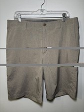 Men s PGA Tour Gray Solid Flat Front Button Closure Shorts