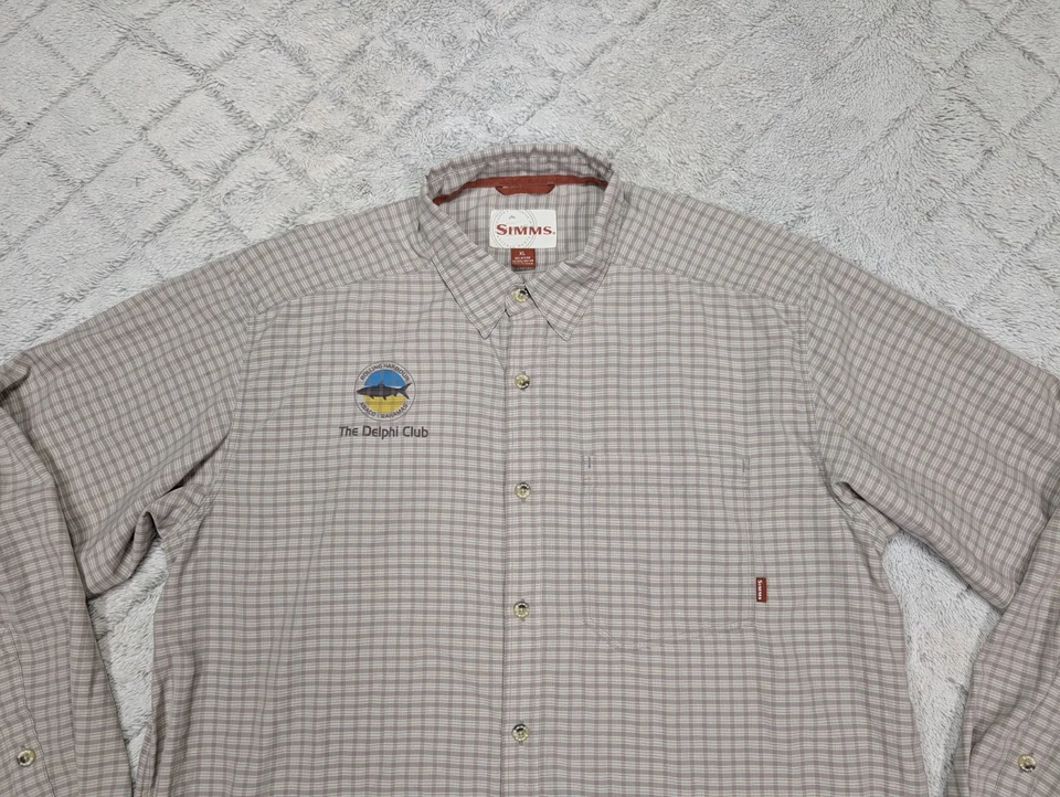 Simms Shirt Mens XL Gray Plaid Button Up Fishing Performance Outdoor Camping - Image 2 of 4