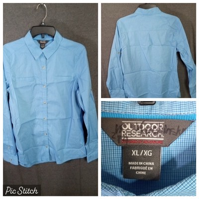 Outdoor Research Men s XL Wanderer Long-Sleeve Button-Down Shirt Blue Roll Tab