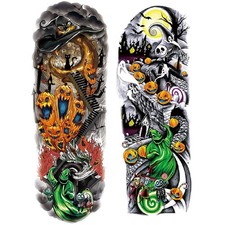 12 Sheets Nightmare Before Christmas Full Arm Temporary Tattoo Stickers, Tumb...
