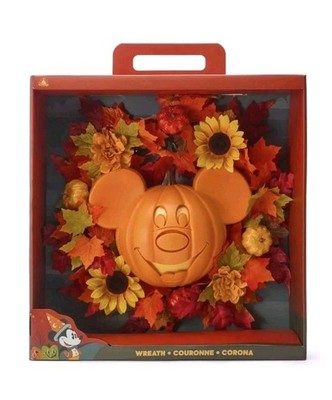 Disney 2025 Mickey Mouse Fall Jack O Lantern Pumpkin Wreath LIGHTS-UP 16'' Door