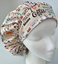 Coffee Print Size Large Medical Bouffant Scrub Cap Surgery Hat
