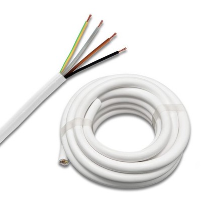 PVC Schlauchleitung H03VV-F 4 x 0,75 mm²  Weiss Kabel Kupfer Strom Gerätekabel