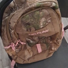 Fieldline Camo Backpack 15l Brownpink Zip Closure Padded Straps Logo