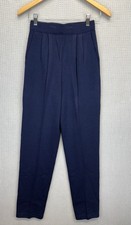 St. John Collection Navy Blue Pleated Santana Knit Pants Capsule Quiet Luxury 2