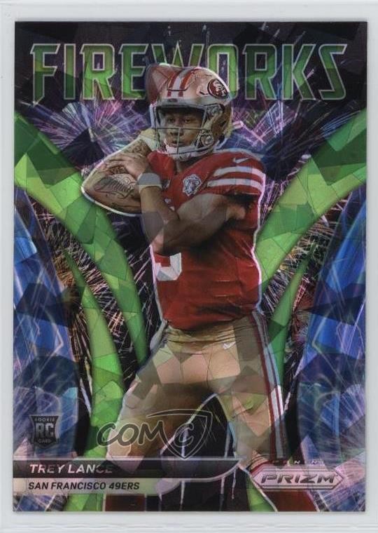 2021 Panini Prizm Fireworks Green Ice Prizm Trey Lance #F-23 1b9b