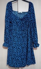 Navy Blue Floral With Light Blue Flowers Dress Very Size 22