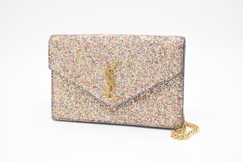 Saint Laurent Schultertasche Glitzer Kette goldfarbene Hardware Vintage von JP gebraucht - Bild 1 von 18