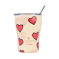Thermobecher Kaffeebecher Isolierbecher Mit Strohhalm Beige 350 Ml Rote Herzen