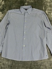 Peter Millar Crown Crafted Mens Blue White Check Long Sleeve Button-Up Shirt XL