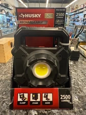ON SALE Husky- 2500-Lumens Rechargeable LED Clamp Work Light- Brand New !!