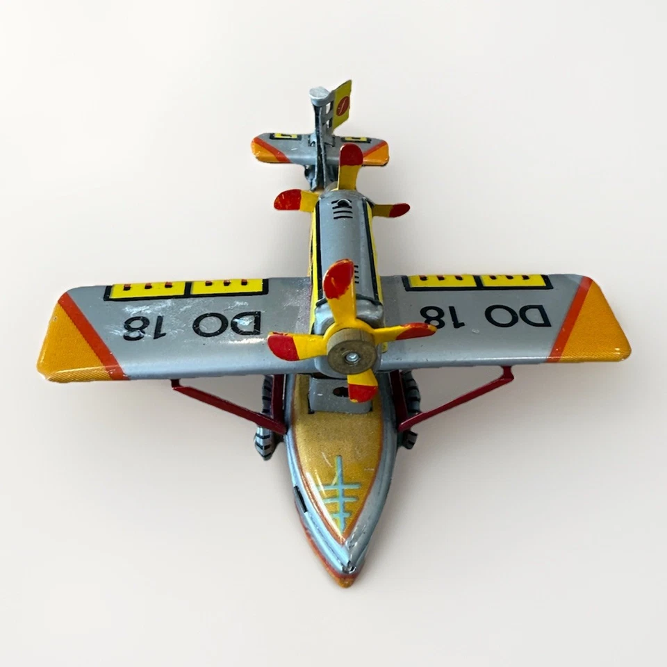 Vintage Ziss Germany Tin Litho Airplane – Dornier Do 18 Seaplane Toy - Image 4 of 4