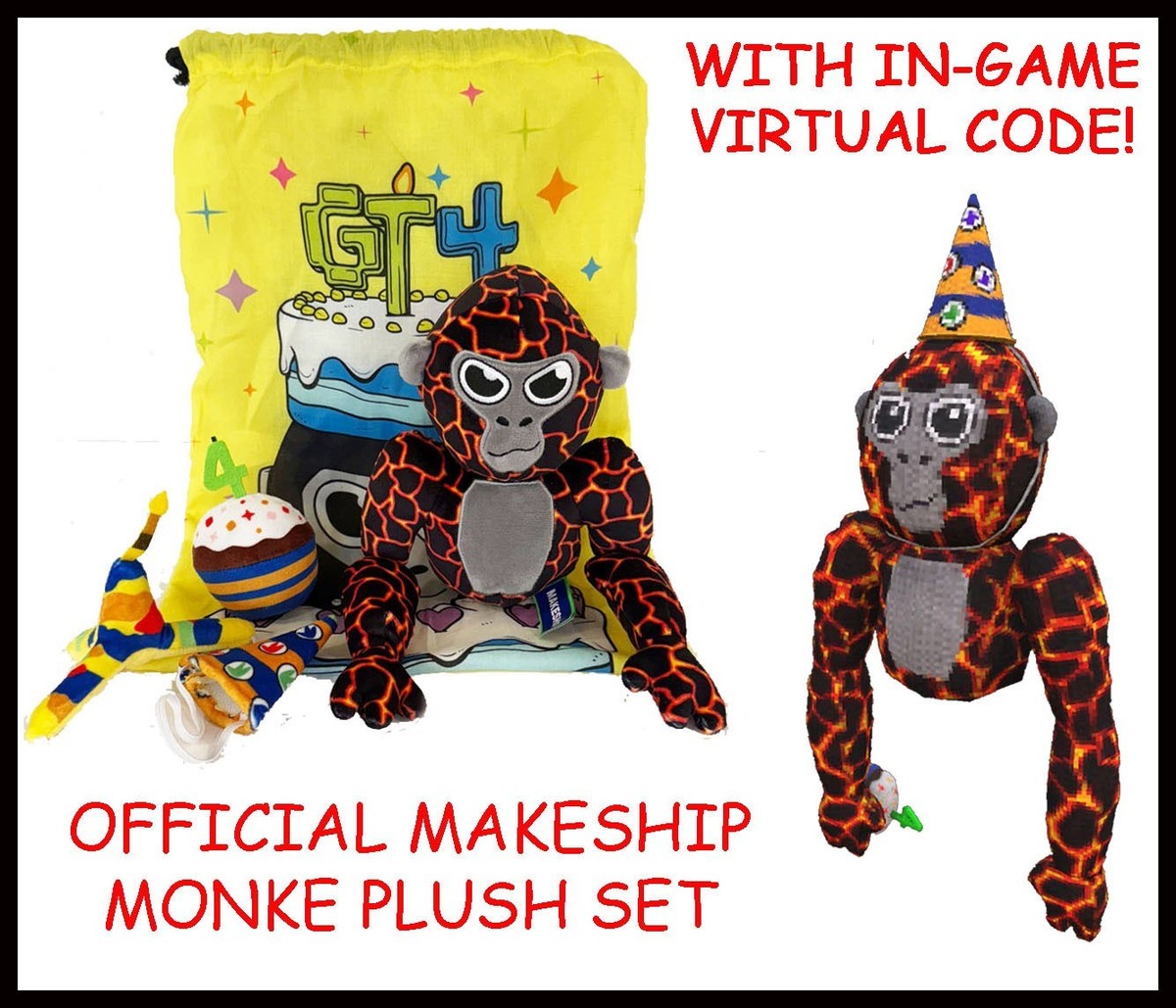 Official Makeship Gorilla Tag PLUSH & CODE! Birthday Tagged Lava