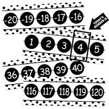 Number Line for Classroom Wall -20 to 120 Black and White Polka Dot Number...